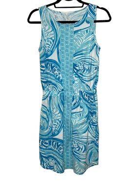 Lilly Pulitzer Dress Size XS Blue Aqua Print Sleeveless Midi Dress